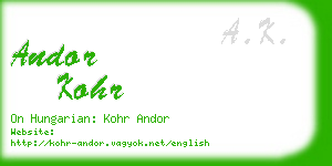andor kohr business card